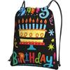 WHJSHOP Happy Birthday Big Cake Prints, zaino con cerniera e coulisse, leggero, impermeabile, per viaggi, yoga ed escursionismo