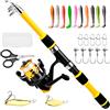 Générique Canna da pesca per bambini, canna telescopica con mulinello combo, per campeggio, mare e acqua , barca, kayak, lago, spiaggia, stagno, fiume, surfcasting, strascico
