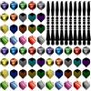 MEMOFYND Set di 60 ali per freccette con 10 pezzi neri per freccette, set di accessori per freccette, set di freccette in plastica, 3 multicolore, adatto per il gioco delle freccette.