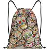 RRhgipp Zaino con coulisse con teschio, borsa sportiva da palestra, borsa a tracolla resistente all'acqua, per donne e uomini, scuola, Nero , M, Classico