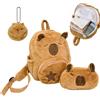 Generic Zaino Fuzzy - Tessuto felpato 25 x 28 x 11 cm | Capybara Design Bookbag con portamonete | Zaino da viaggio con ciondolo e tracolla regolabile per viaggi universitari palestra pendolari