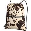 WHJSHOP Zaino con cerniera e coulisse in pelle bovina marrone, leggero, impermeabile, per viaggi, yoga ed escursionismo