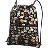 WHJSHOP Zaino con stampa giapponese di sushi nero, con coulisse e cerniera, leggero, impermeabile, per viaggi, yoga e avventure quotidiane