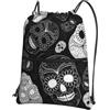 WHJSHOP Zaino con cerniera e coulisse con stampa di teschio, leggero, impermeabile, per viaggi, yoga ed escursionismo