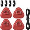 Generic Confezione da 4 toppe triangolari con anello a D in acciaio inox, con corda elastica da 2,5 m, kit di toppe con anello a D, impermeabili, accessori per paddle, canoe e tavole da surf (rosso)