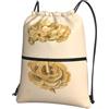 WHJSHOP Zaino con cerniera e coulisse con stampa di funghi vintage, leggero, impermeabile, per viaggi, yoga ed escursionismo
