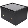 Qianly Trading Card Storage Box con Cassetto Estraibile Contenitore per Carte Sportive Display in Legno con Finestra Trasparente Organizer Pratico per Collez, Nero