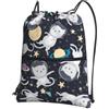 YYHWHJDE Fun Cat Astronaut Prints Zaino con coulisse - Borsa impermeabile in poliestere per palestra, viaggi ed escursionismo - Leggero, resistente e compatto