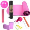 shjxi Set da yoga per principianti, tappetino da yoga con borsa per il trasporto, attrezzatura fitness per donne e uomini, include fascia di resistenza in lattice, fascia elastica