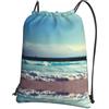 YYHWHJDE Beach in Sunset Time Prints Zaino con coulisse - Borsa in poliestere impermeabile per palestra, viaggi ed escursionismo - Leggero, resistente e compatto