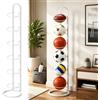 CLIUNT Porta Palloni 6 Livelli, 24 x 143cm Rastrelliera da Basket Verticale, Rastrelliera da Calcio, Rack di Stoccaggio per Palle, Rimovibile, per Basket, Rugby, Calcio e Pallavolo (Bianco)