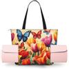 Generic Borsa a tracolla da donna con stampa floreale e farfalle, grande borsa da palestra