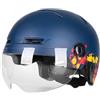 KQFCAZRE Casco Ciclismo Adulto con di Regolazione 360° Luce Integrata Posteriore Visiera Staccabile PC Foam Adatto per Uomo Donna Ciclismo su Strada E, Blu Scuro