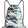 RRhgipp Beach Foam Wave Zaino con coulisse Sport Palestra Sackpack Tasca Impermeabile String Bag Donne Uomini Scuola, Nero , M, Classico
