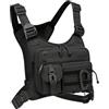 UMCHU 1 Pezzo Tactical Chest Rig Pack, Zaino Tattico da Petti, Borsa da Corsa sul Petto, Borsa Multifunzionale per il Petto, per Uomini e Donne, per Corsa, Allenamento, Ciclismo, Escursionismo (Nero)