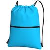YYHWHJDE Zaino con coulisse in tinta unita con stampe azzurre - Borsa da palestra leggera impermeabile con tasca con cerniera - ideale per viaggi, yoga e sport