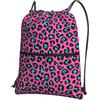 YYHWHJDE Zaino con coulisse con stampa leopardata turchese - Borsa in poliestere impermeabile per palestra, viaggi ed escursionismo - Leggero, resistente e compatto