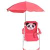 Bemonew Sedia da campeggio per bambini, sedia da spiaggia con ombrello, pieghevole per bambini all'aperto - sedie da esterno con stampa panda carina per spiaggia e parco, rosso