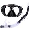 Generic Breathingv - Set da snorkeling per adulti, maschera subacquea, anti-perdite e anti-appannamento, in vetro temperato, vista panoramica, boccaglio semi-asciutto, borsa per pinne da nuoto