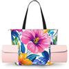 Generic Borsa di totalizzatore di yoga delle donne della stampa floreale tropicale, grande borsa a tracolla