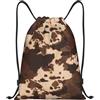 RRhgipp Marrone Pelle di vacchetta Art Coulisse Zaino Sport Palestra Sackpack Tasca Resistente all'acqua Borsa Della Stringa Delle, Nero , S, Classico