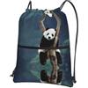 YYHWHJDE Zaino con coulisse con stampa di panda - Borsa impermeabile in poliestere per palestra, viaggi ed escursionismo - Leggero, resistente e compatto