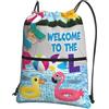 WHJSHOP Zaino con stampa fenicottero e piscina, con coulisse e cerniera, leggero, impermeabile, per viaggi, yoga e avventure quotidiane