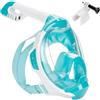 AQUASTIC KAI JR Maschera da snorkeling Taglia XS Integrale Visione a 180° Sistema di circolazione dell'aria Collare inferiore in silicone Valvola Antiappannamento Colore Turchese