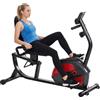 HOMCOM Cyclette con schienale, 8 livelli, resistenza magnetica, cyclette per casa, con volano, sedile regolabile, monitor LCD, cardiofrequenzimetro, supporto per telefono e ruote, rosso