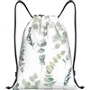 RRhgipp Zaino con coulisse in ramoscello verde naturale bianco sport palestra zaino tasca resistente all'acqua borsa a corda donna uomo scuola, Nero , M, Classico