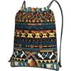 WHJSHOP Zaino con cerniera e coulisse con stampa etnica tribale africana, leggero, impermeabile, per viaggi, yoga ed escursionismo