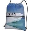 YYHWHJDE Zaino con coulisse e stampa pinguino delle montagne delle nevi - leggero e impermeabile con tasca con cerniera - ideale per viaggi, yoga e sport