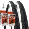 Generico KIT 2 COPERTONI BICI 26 X 1 3 8 37 590 BIANCO NERO 2 CAMERE D'ARIA 26 X 1 3 8