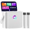 Ikarao Macchina per karaoke per adulti e bambini, con schermo di visualizzazione dei testi, connessione WiFi a YouTube e app karaoke, 2 microfoni wireless EQ Autotune Sistema PA portatile per casa