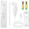 YOVONAZE Compatibile con Nintendo Wii Controller, Wii Remote con Nunchuck e Nunchuck Controller con custodia in silicone e cinturino da polso per Wii e Wii U, incluse 2 batterie AA (bianco)