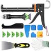 YTACREA Set di Pressa per Cartucce in Silicone di 15 Pezzi, Pistola Silicone Professionale, Strumento per la Rimozione di Sigillante, Raschietto, Guanti per Bagno, Cucina, Pavimento, Fughe per Lavello