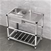 HPIRFYE Lavello Cucina Indipendente in Acciaio Inox con Rubinetto, Lavandino Professionale Autoportante per Ristorante, Garage, Lavanderia, Giardino e Campeggio, Facile da Installare e Pulire