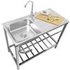 FTGENSM Lavabo Utilitario Autoportante, Acciaio Inossidabile 304, Lavello da Cucina a Una Cuve con Rubinetto per Acqua Calda e Fredda Lavello da Esterno per Giardino, Garage o Lavanderia(Single layer)