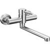 CECIPA Rubinetto Lavello Cucina a Parete, Miscelatore Cucina a Muro in Acciaio Inox 304, Rubinetto Muro con Acqua Calda e Fredda, Spazzolato