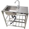POWRZZZY Lavello Cucin in Acciaio Inox Lavello in Acciaio Inox Autoportante Esterno a Libera Installazione con Rubinetto e Banco da Lavoro per Cucine Esterne Garage Lavanderie(78.1x43x76cm)
