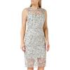 Gina Bacconi Abito Ricamo Floreale Crema e Grigio Vestito da Cocktail, 44 Donna