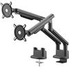 One For All Braccio universale per Doppio monitor One for All - 13-35 pollici -VESA 75/100 mm -Regolazione dell'altezza- Inclinazione (80°), rotazione (180°) e rotazione (360°) -9kg per schermo -Nero (DM7210)