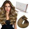 Hetto Extension Capelli Veri Cheratina 50 Ciocche per Styling Quotidiano | Tocco setoso, Balayage Castano Chiaro, Punte di fissaggio piccole e discrete, Pienezza adattabile al proprio look, 35cm 40g