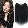 TESS Extension Capelli Veri Clip Nero 50 cm, Modulo U aggiornato Extension Clip Capelli Veri Fascia Unica 5 Clips Extension Capelli Clip 70 g #1 Nero per Donna