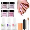 Syglawnd Kit per unghie in polvere da immersione, 4 colori, per la casa, salone artistico fai da te, finitura lucida o satinata con base, top coat, attivatore liquido, manicure, salone fai da te