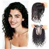 EREE HAIR 3,5x5,5 Topper per capelli umani ricci fatti a mano con base in seta per donne, parte libera 12 Topper per capelli ondulati e diradati per uso quotidiano Toupee da donna (colore naturale)