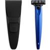 Bolin Webb Rasoio in blu oceano e custodia da viaggio, dotato di cartuccia Gillette Mach3, rasoi di lusso da uomo, stile R1 regalabile.