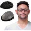 Lordhair Protesi Capelli Uomo, Pelle Super Sottile da 0,03 mm Tutti con loop a V Parrucca da Uomo per Sistema Capillare da 8x10 Pollici Dimensione Della Base