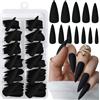 LoveOurHome Unghie finte lunghe a stiletto, 120 pezzi, colore nero opaco, unghie finte a stiletto, unghie finte lunghe a punta, copertura completa, unghie acriliche, per donne e ragazze