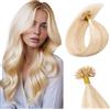 TESS Extension con Cheratina Capelli Veri 25 Ciocche 20g #18/613 Biondo Dorato/Biondo Chiaro, 100% Human Hair Naturali Bonding Extensions 35cm